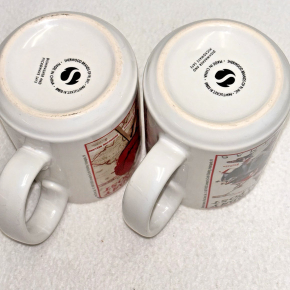 Set of 2 Saturday Evening Post Norman Rockwell Christmas Mug Cup 2002 Collection - Picture 6 of 10